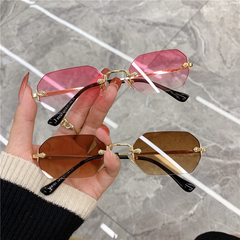 KAMMPT 레트로 선글라스 패션 남자/여자 럭셔리 브랜드 디자인 무테 선글라스 빈티지 Frameless 안경 UV400